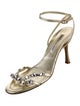 Manolo Blahnik Leather Crystal Embellishments Sandals