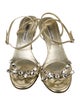 Manolo Blahnik Leather Crystal Embellishments Sandals