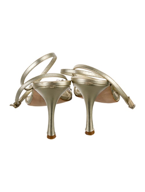 Manolo Blahnik Leather Crystal Embellishments Sandals