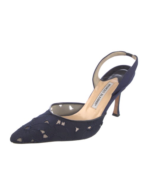Manolo Blahnik Embroidered Accent Slingback Pumps