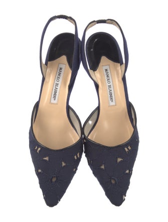 Manolo Blahnik Embroidered Accent Slingback Pumps