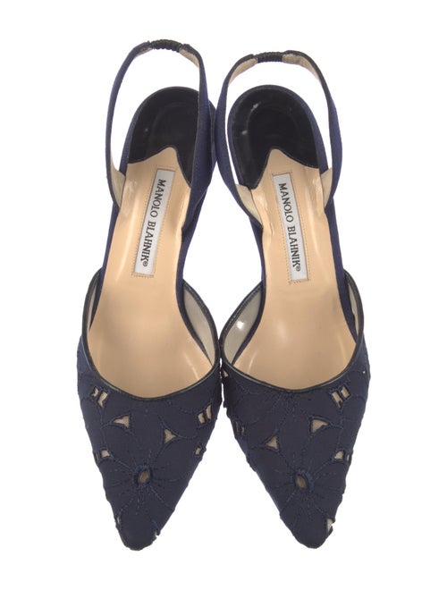Manolo Blahnik Embroidered Accent Slingback Pumps