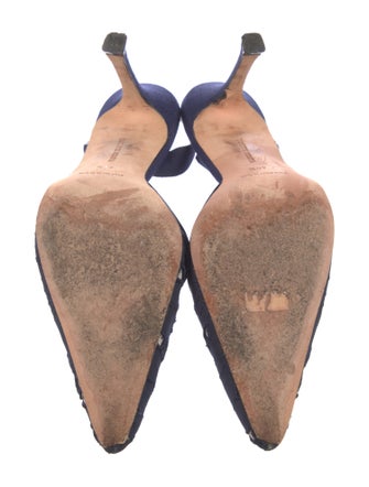 Manolo Blahnik Embroidered Accent Slingback Pumps