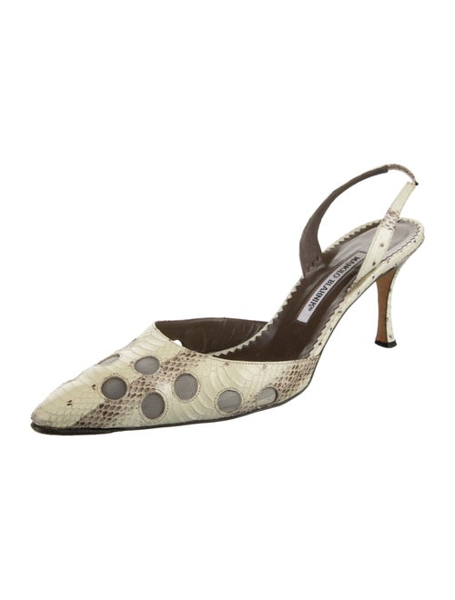 Manolo Blahnik Snakeskin Animal Print Slingback Pumps