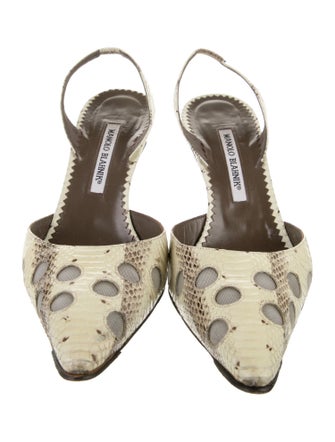 Manolo Blahnik Snakeskin Animal Print Slingback Pumps