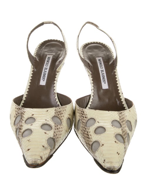 Manolo Blahnik Snakeskin Animal Print Slingback Pumps