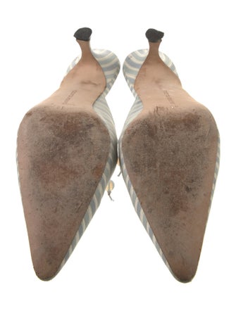 Manolo Blahnik Satin Printed Mules