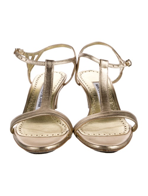 Manolo Blahnik Leather T-Strap Sandals