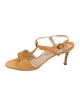 Manolo Blahnik Suede Whipstitch Trim T-Strap Sandals
