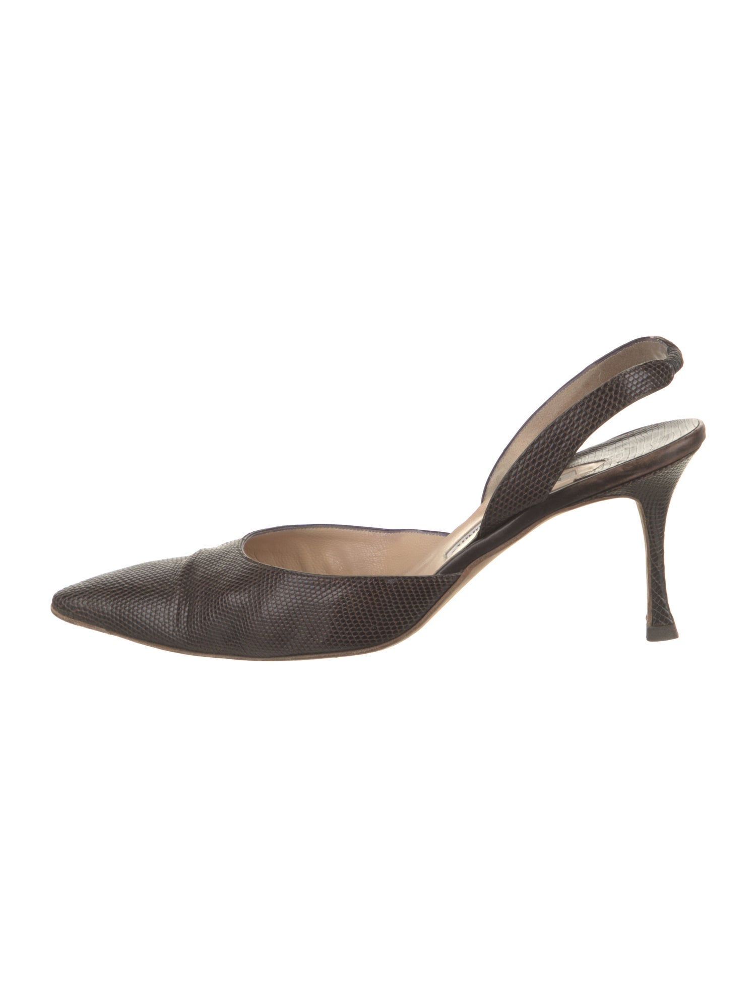 Manolo Blahnik Leather Patterned Slingback Pumps