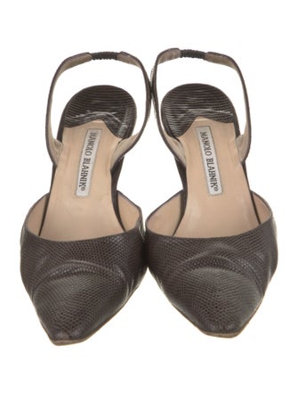 Manolo Blahnik Leather Patterned Slingback Pumps