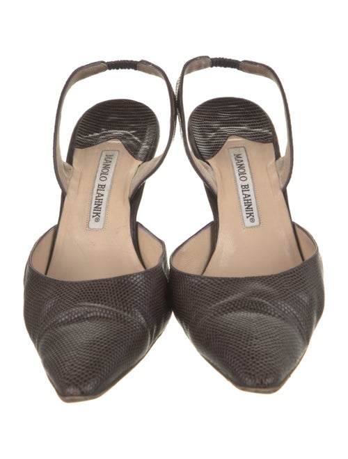 Manolo Blahnik Leather Patterned Slingback Pumps