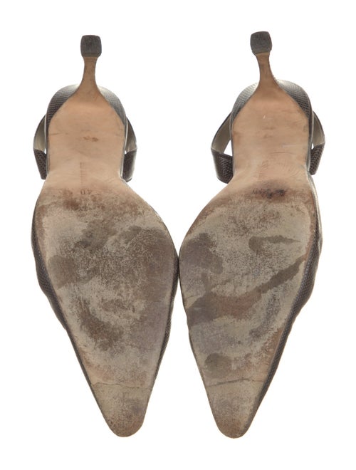 Manolo Blahnik Leather Patterned Slingback Pumps