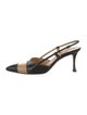 Manolo Blahnik Leather Colorblock Pattern Slingback Pumps
