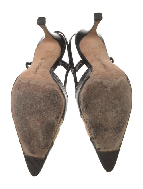 Manolo Blahnik Leather Colorblock Pattern Slingback Pumps
