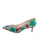 Manolo Blahnik Floral Print Embroidered Accent Pumps