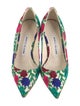 Manolo Blahnik Floral Print Embroidered Accent Pumps