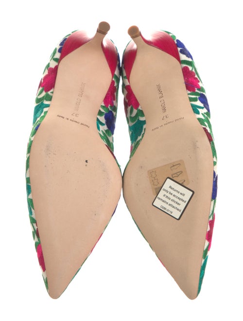 Manolo Blahnik Floral Print Embroidered Accent Pumps