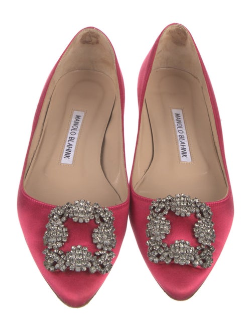Manolo Blahnik Satin Crystal Embellishments Ballet Flats