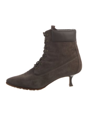 Manolo Blahnik Suede Lace-Up Boots