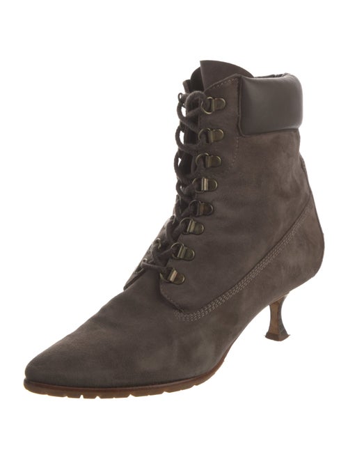 Manolo Blahnik Suede Lace-Up Boots