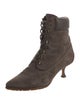 Manolo Blahnik Suede Lace-Up Boots