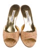 Manolo Blahnik Patterned Leather Trim Embellishment Slides