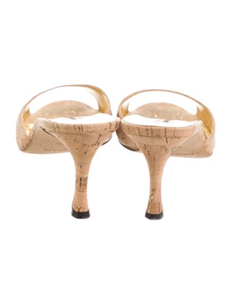 Manolo Blahnik Patterned Leather Trim Embellishment Slides