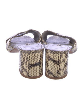 Manolo Blahnik Snakeskin Animal Print Slides
