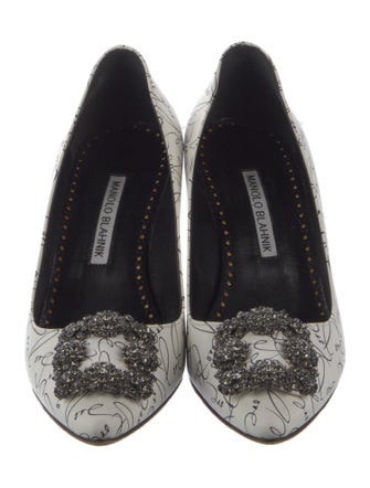 Manolo Blahnik Leather Printed Pumps