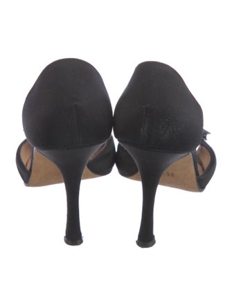 Manolo Blahnik Satin Crystal Embellishments D'Orsay Pumps