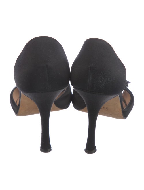 Manolo Blahnik Satin Crystal Embellishments D'Orsay Pumps