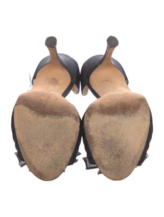 Manolo Blahnik Satin Crystal Embellishments D'Orsay Pumps