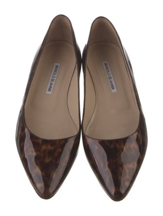 Manolo Blahnik Patent Leather Animal Print Flats