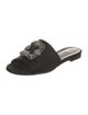Manolo Blahnik Satin Crystal Embellishments Slides
