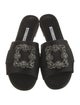 Manolo Blahnik Satin Crystal Embellishments Slides