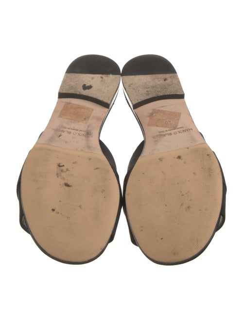 Manolo Blahnik Satin Crystal Embellishments Slides