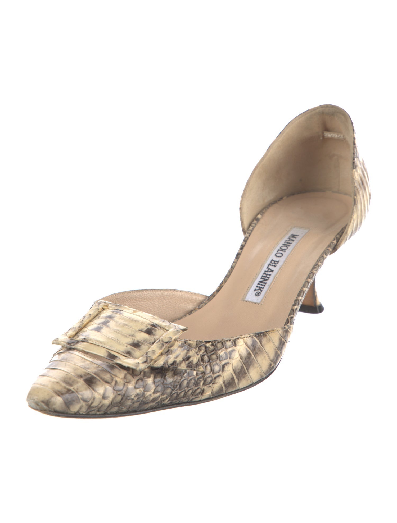 Manolo Blahnik Leather Animal Print D'Orsay Pumps