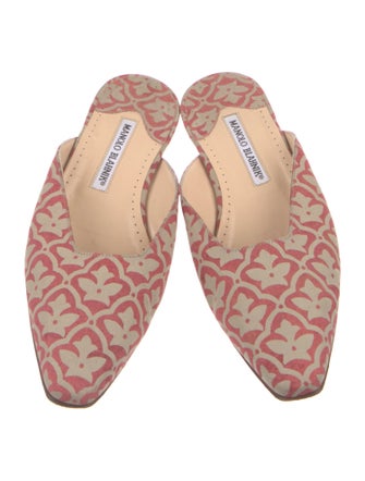 Manolo Blahnik Nylon Printed Mules