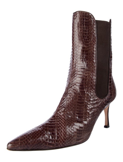 Manolo Blahnik Snakeskin Animal Print Chelsea Boots
