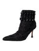 Manolo Blahnik Satin Beaded Accents Lace-Up Boots