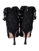 Manolo Blahnik Satin Beaded Accents Lace-Up Boots