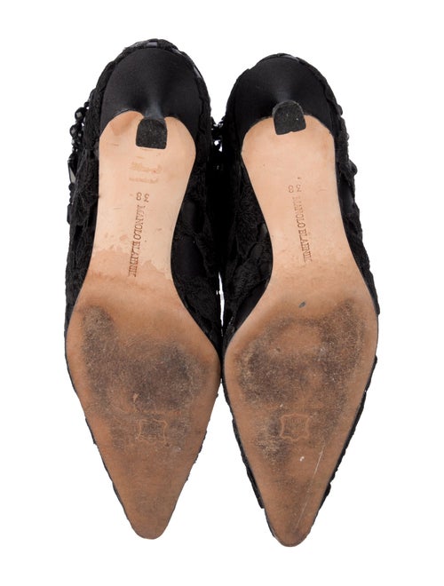 Manolo Blahnik Satin Beaded Accents Lace-Up Boots