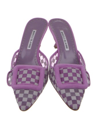 Manolo Blahnik Suede Patterned Mules w/ Tags
