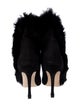 Manolo Blahnik Suede Fur Trim Lace-Up Boots