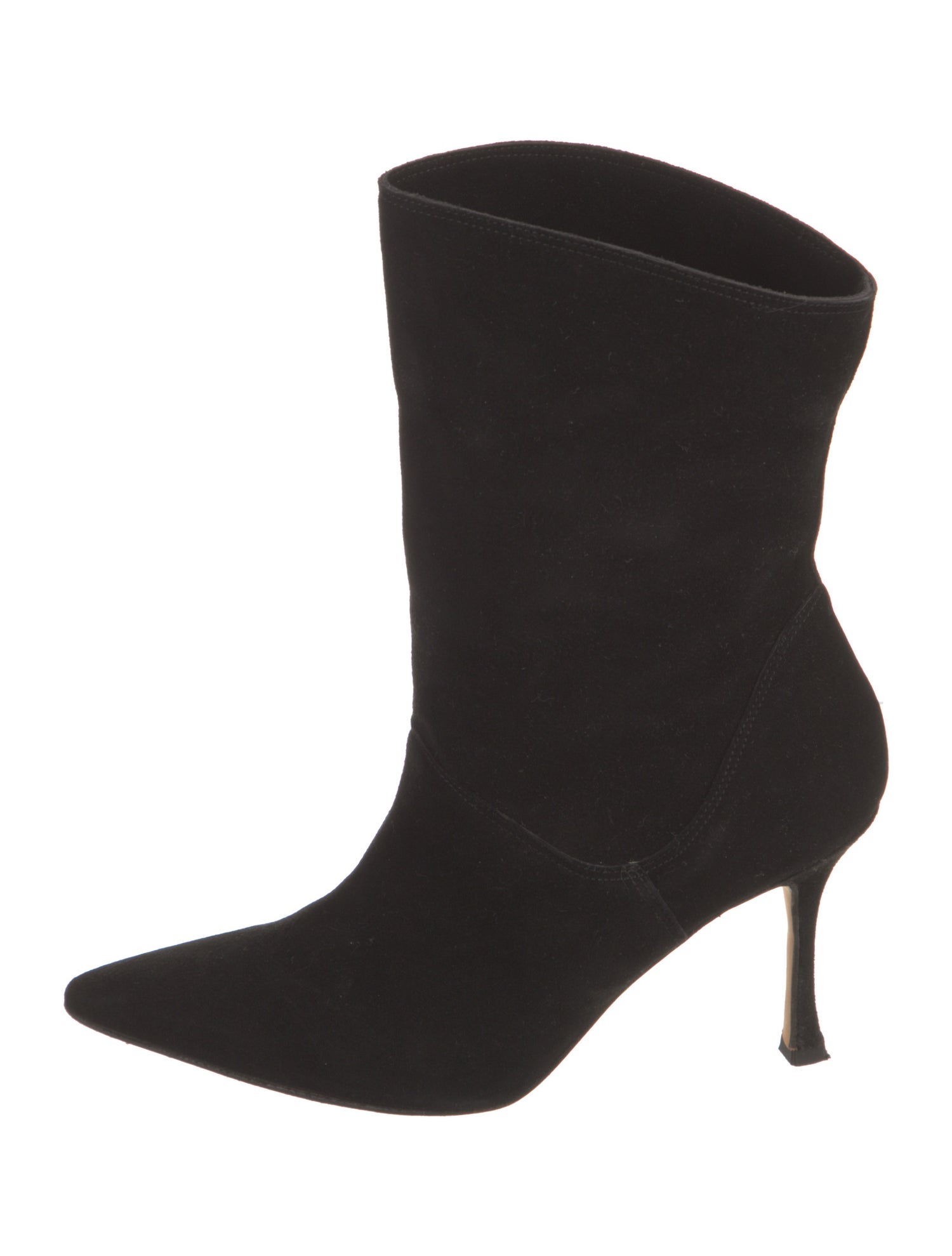 Manolo Blahnik Suede Leather Trim Embellishment Sock Boots