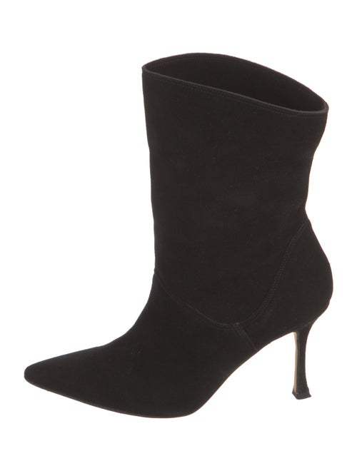 Manolo Blahnik Suede Leather Trim Embellishment Sock Boots