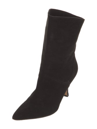 Manolo Blahnik Suede Leather Trim Embellishment Sock Boots