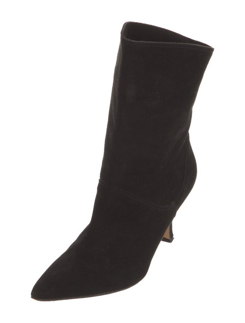 Manolo Blahnik Suede Leather Trim Embellishment Sock Boots