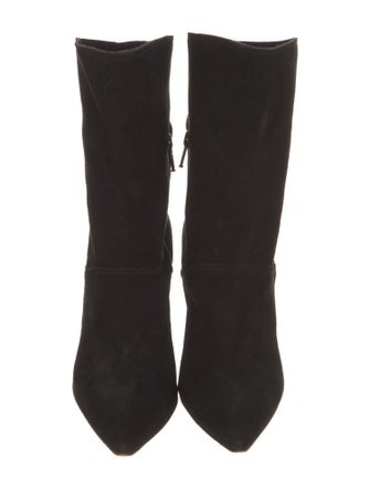 Manolo Blahnik Suede Leather Trim Embellishment Sock Boots